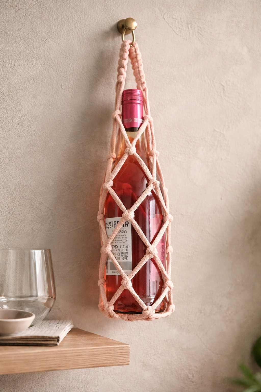 Wine Bottle Holder - Rose Pink